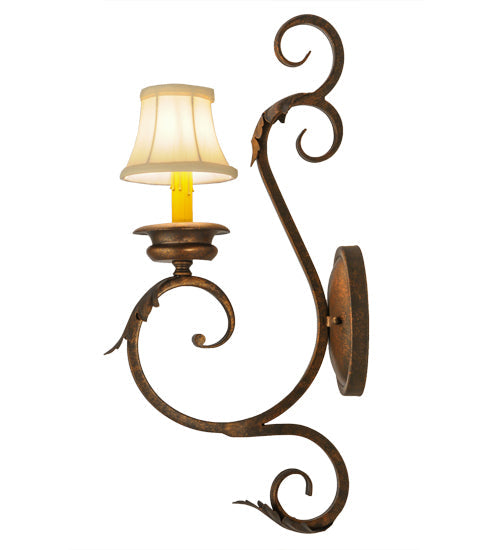 Meyda Lighting Josephine 5" Gilded Tobacco Wall Sconce With Cream Textrene Shade