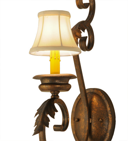 Meyda Lighting Josephine 5" Gilded Tobacco Wall Sconce With Cream Textrene Shade