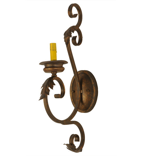 Meyda Lighting Josephine 5" Gilded Tobacco Wall Sconce With Cream Textrene Shade