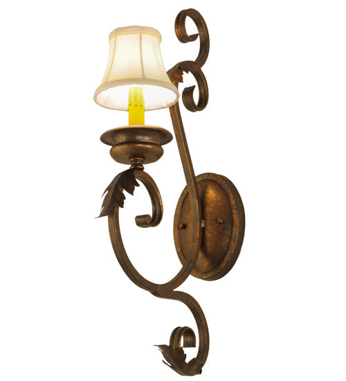 Meyda Lighting Josephine 5" Gilded Tobacco Wall Sconce With Cream Textrene Shade