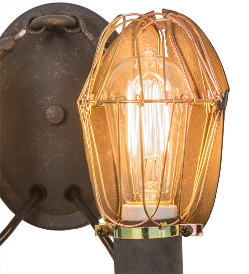 Meyda Lighting Juala Pin 12" 2-Light Copper Rust Wall Sconce With Copper Shade