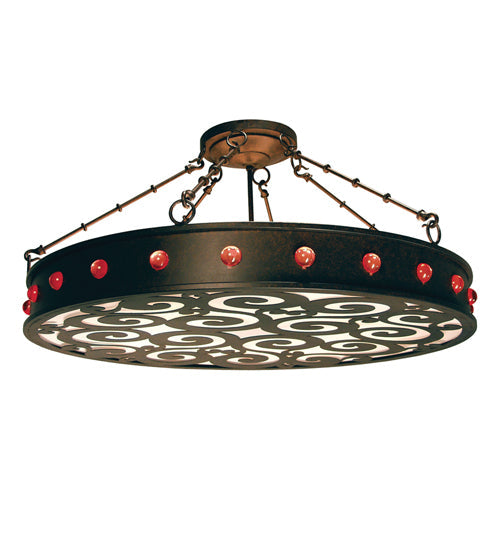 Meyda Lighting Jules 42" 16-Light Cajun Spice Chandelier With Statuario Idalight Shade Glass