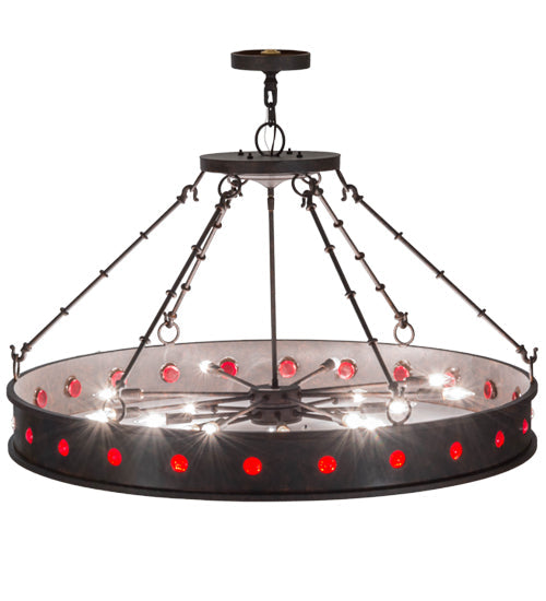 Meyda Lighting Jules 42" 16-Light Cajun Spice Inverted Pendant Light With Red & White Statuario Idalight Shade