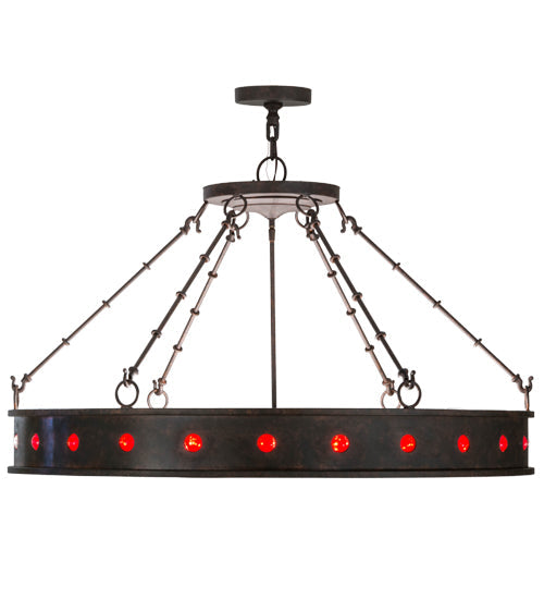 Meyda Lighting Jules 42" 16-Light Cajun Spice Inverted Pendant Light With Red & White Statuario Idalight Shade