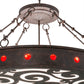 Meyda Lighting Jules 42" 16-Light Cajun Spice Inverted Pendant Light With Red & White Statuario Idalight Shade