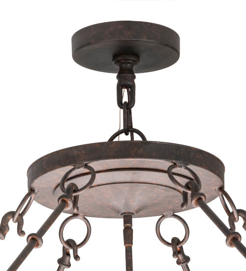 Meyda Lighting Jules 42" 16-Light Cajun Spice Inverted Pendant Light With Red & White Statuario Idalight Shade