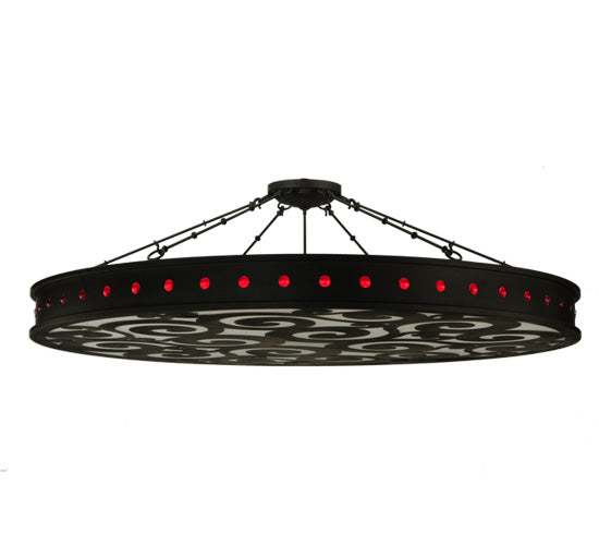 Meyda Lighting Jules 72" 16-Light Oil Rubbed Bronze Semi-flush Mount Ceiling Light With Ruby Red & Statuario Idalight Shade Glass