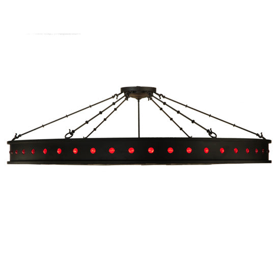 Meyda Lighting Jules 72" 16-Light Oil Rubbed Bronze Semi-flush Mount Ceiling Light With Ruby Red & Statuario Idalight Shade Glass