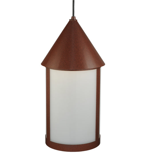 Meyda Lighting Julian 9" Red Rust Pendant Light With White Acrylic Shade