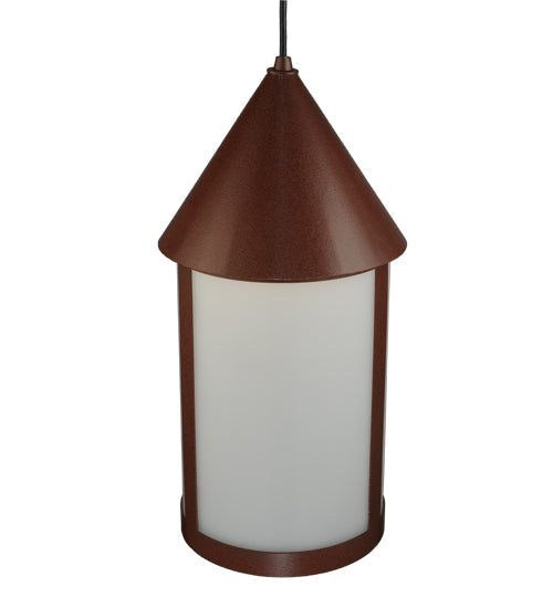Meyda Lighting Julian 9" Red Rust Pendant Light With White Acrylic Shade