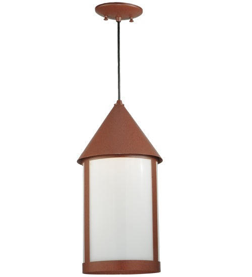 Meyda Lighting Julian 9" Red Rust Pendant Light With White Acrylic Shade