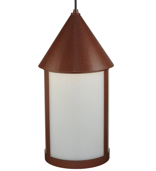 Meyda Lighting Julian 9" Red Rust Pendant Light With White Acrylic Shade