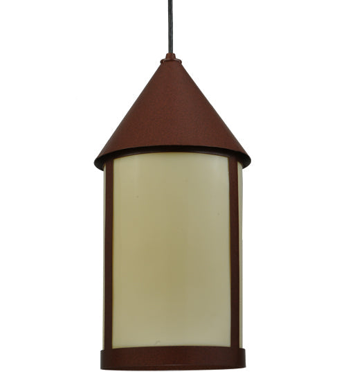 Meyda Lighting Julian 9" Rust Pendant Light With Beige Provistone Idalight Shade Glass