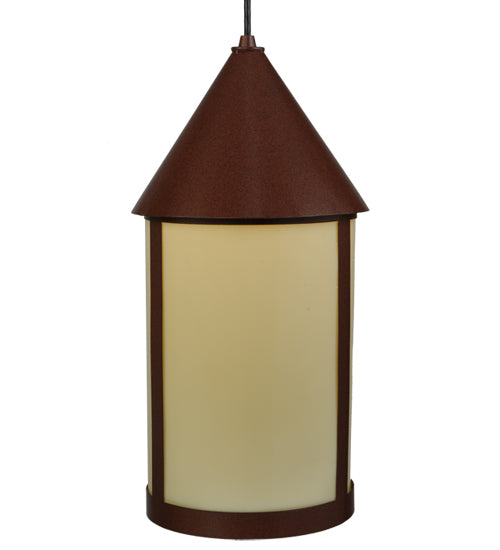 Meyda Lighting Julian 9" Rust Pendant Light With Beige Provistone Idalight Shade Glass