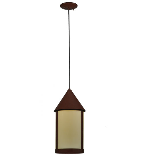 Meyda Lighting Julian 9" Rust Pendant Light With Beige Provistone Idalight Shade Glass