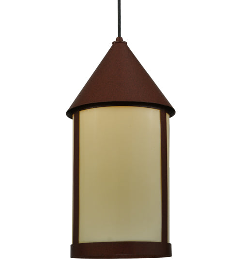 Meyda Lighting Julian 9" Rust Pendant Light With Beige Provistone Idalight Shade Glass