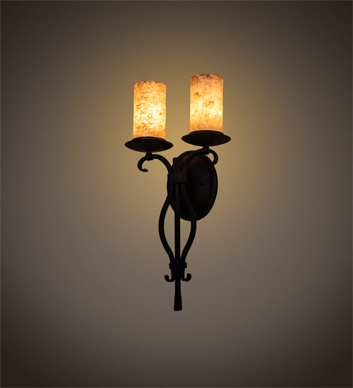 Meyda Lighting Juliana 10" 2-Light Chestnut Wall Sconce With Vellum Idalight Shade