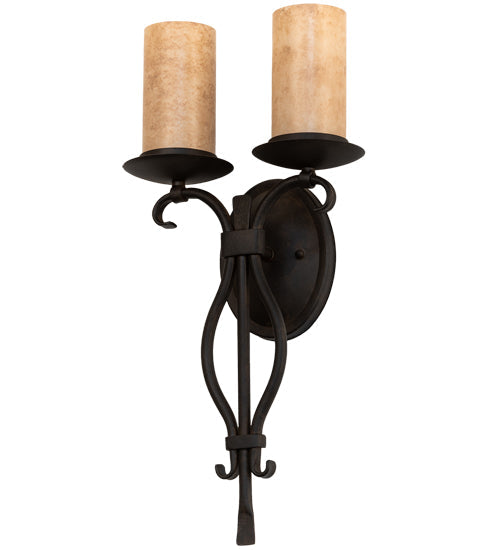 Meyda Lighting Juliana 10" 2-Light Chestnut Wall Sconce With Vellum Idalight Shade