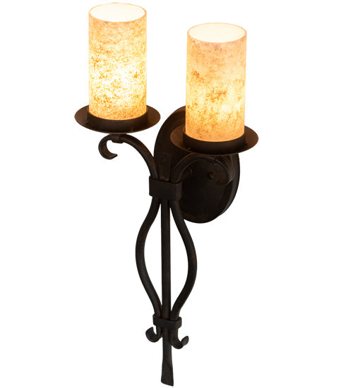 Meyda Lighting Juliana 10" 2-Light Chestnut Wall Sconce With Vellum Idalight Shade
