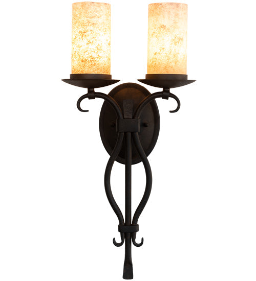 Meyda Lighting Juliana 10" 2-Light Chestnut Wall Sconce With Vellum Idalight Shade