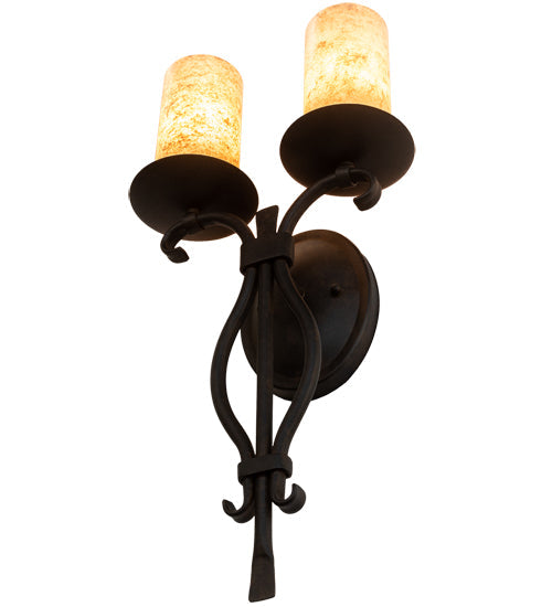 Meyda Lighting Juliana 10" 2-Light Chestnut Wall Sconce With Vellum Idalight Shade