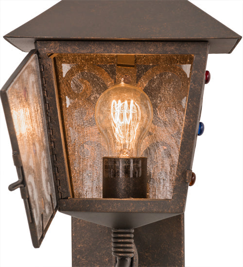 Meyda Lighting Julie 9" Gilded Tobacco Wall Sconce With Clear Seeded Shade Glass