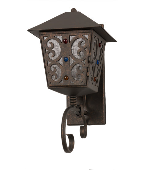 Meyda Lighting Julie 9" Gilded Tobacco Wall Sconce With Clear Seeded Shade Glass