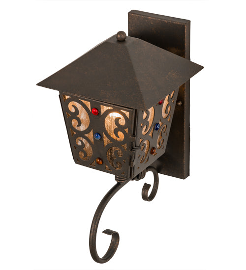 Meyda Lighting Julie 9" Gilded Tobacco Wall Sconce With Clear Seeded Shade Glass