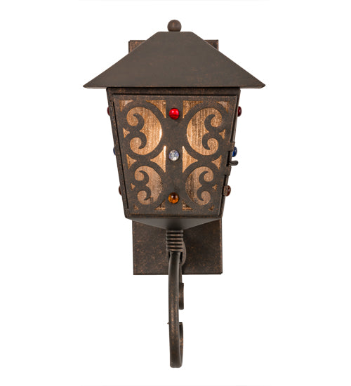 Meyda Lighting Julie 9" Gilded Tobacco Wall Sconce With Clear Seeded Shade Glass
