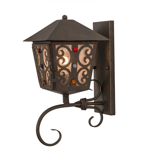 Meyda Lighting Julie 9" Gilded Tobacco Wall Sconce With Clear Seeded Shade Glass