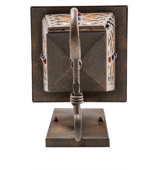 Meyda Lighting Julie 9" Gilded Tobacco Wall Sconce With Clear Seeded Shade Glass