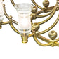 Meyda Lighting Kahe 168" 32-Light Brass & Black Hills Gold Chandelier With Clear & Frosted, Blue Idalight Shade Glass
