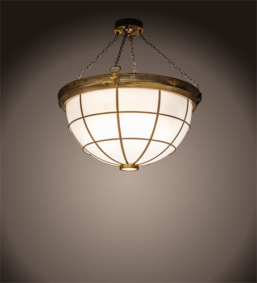 Meyda Lighting Kahe 48" 8-Light Brass Powder Coat Pendant Light With White Statuario Idalight Shade