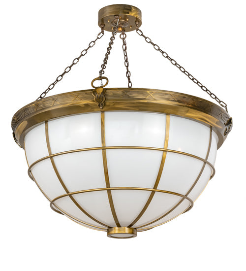 Meyda Lighting Kahe 48" 8-Light Brass Powder Coat Pendant Light With White Statuario Idalight Shade