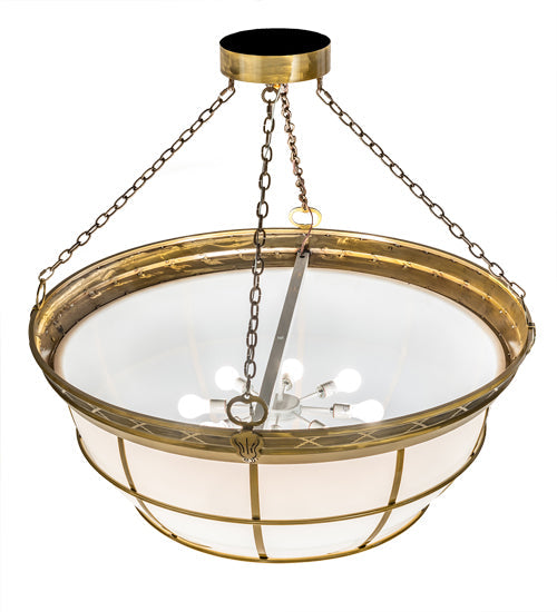 Meyda Lighting Kahe 48" 8-Light Brass Powder Coat Pendant Light With White Statuario Idalight Shade
