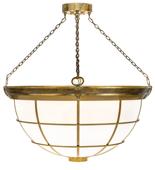 Meyda Lighting Kahe 48" 8-Light Brass Powder Coat Pendant Light With White Statuario Idalight Shade