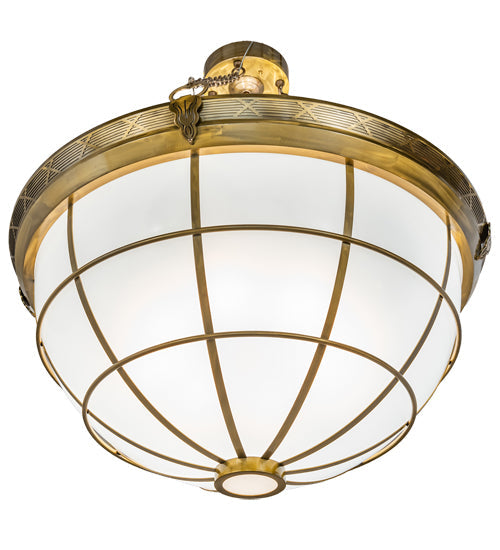 Meyda Lighting Kahe 48" 8-Light Brass Powder Coat Pendant Light With White Statuario Idalight Shade