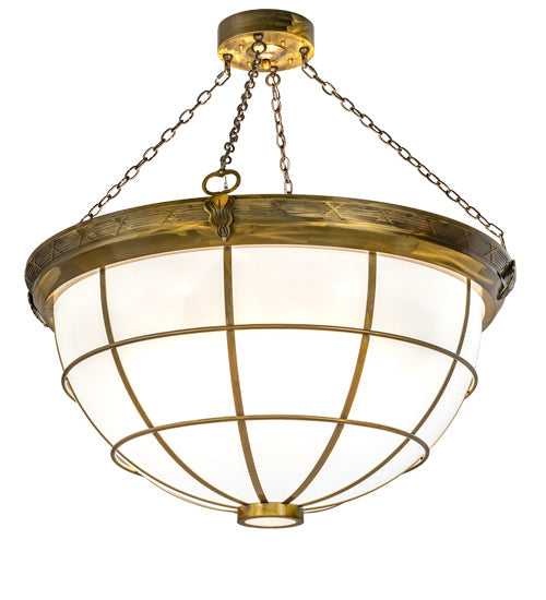 Meyda Lighting Kahe 48" 8-Light Brass Powder Coat Pendant Light With White Statuario Idalight Shade