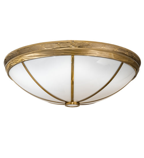 Meyda Lighting Kahe 60" 12-Light Brass Powder Coat Flush Mount Light With White Statuario Idalight Shade