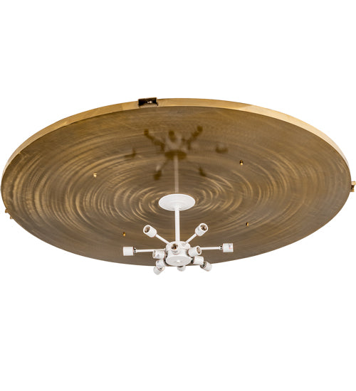Meyda Lighting Kahe 60" 12-Light Brass Powder Coat Flush Mount Light With White Statuario Idalight Shade