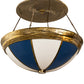 Meyda Lighting Kahe 72" 12-Light Brass Tint & Black Hills Gold Pendant Light With Blue & White Idalight Shade
