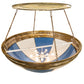 Meyda Lighting Kahe 72" 12-Light Brass Tint & Black Hills Gold Pendant Light With Blue & White Idalight Shade