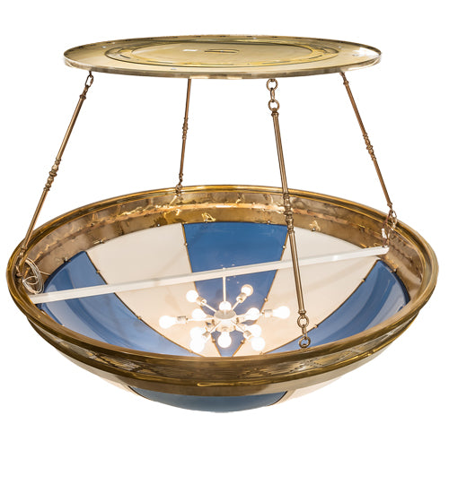 Meyda Lighting Kahe 72" 12-Light Brass Tint & Black Hills Gold Pendant Light With Blue & White Idalight Shade