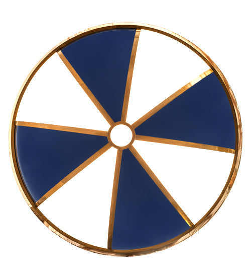 Meyda Lighting Kahe 72" 12-Light Brass Tint & Black Hills Gold Pendant Light With Blue & White Idalight Shade