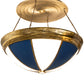 Meyda Lighting Kahe 72" 12-Light Brass Tint & Black Hills Gold Pendant Light With Blue & White Idalight Shade