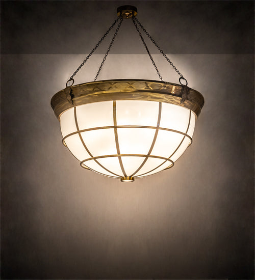 Meyda Lighting Kahe 72" 18-Light Brass/Black Hills Gold Inverted Pendant Light With Statuario Idalight Shade