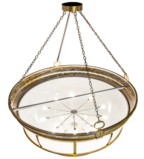 Meyda Lighting Kahe 72" 18-Light Brass/Black Hills Gold Inverted Pendant Light With Statuario Idalight Shade