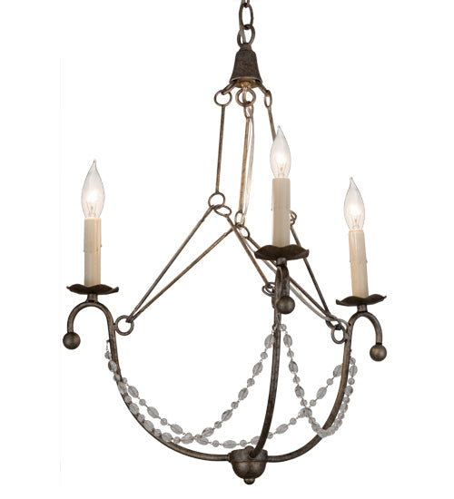 Meyda Lighting Kaitlynn 22" 3-Light Corinth Chandelier With White Faux Candlelight