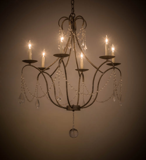 Meyda Lighting Kaitlynn 31" 6-Light Corinth Chandelier With White Faux Candlelight