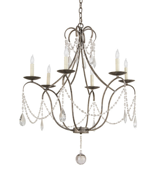 Meyda Lighting Kaitlynn 31" 6-Light Corinth Chandelier With White Faux Candlelight